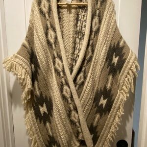 Elegant Beige and Brown Knit Cape
